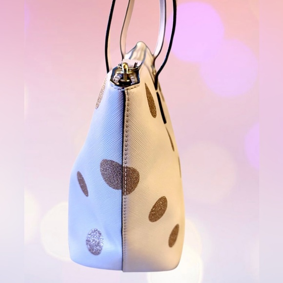 Kate Spade Haven Lane Hani Plum Dawn Glitter Polka Dots Tote - Picture 8 of 10